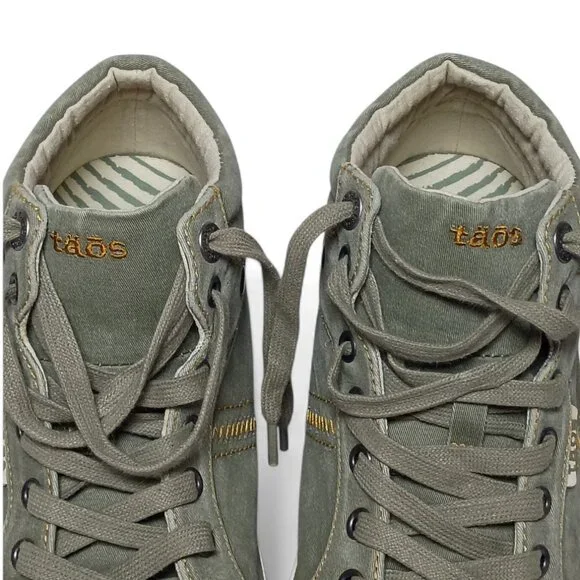 Taos Top Star Sneakers Washed Olive Green Sage Women’s Size 9.5 Distressed Style - Picture 7 of 9